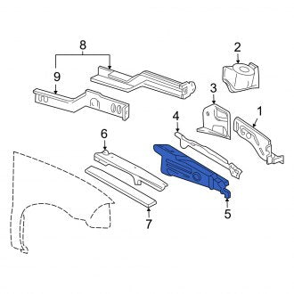 New OEM Front Left Upper Fender Rail Fits, 2004-2007 Mercury Monterey - Part # 3F2Z16155BA