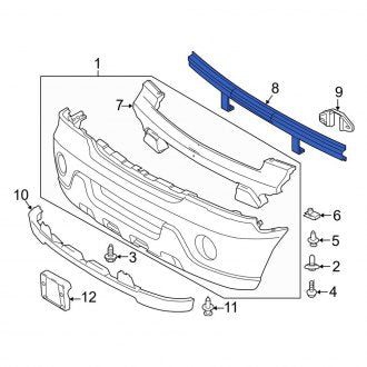 New OEM Front Bumper Cover Reinforcement Fits, 2003-2005 Lincoln Aviator - Part # 2C5Z17859BA