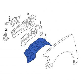 New OEM Front Left Fender Apron Fits, 2003-2005 Lincoln Aviator - Part # 4L2Z16E207B