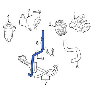 New OEM Front Power Steering Line Fits, 2003-2005 Lincoln Aviator - Part # 5C5Z3A713A