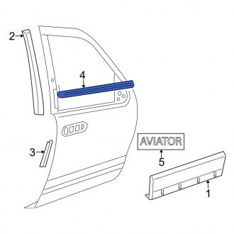 New OEM Front Right Door Window Belt Weatherstrip Fits, 2003-2005 Lincoln Aviator - Part # 2C5Z7821452AA