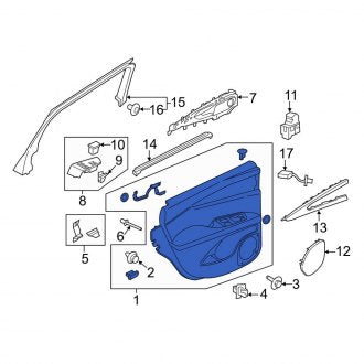 New OEM Front Right Inner Door Interior Trim Panel Fits, 2016-2018 Lincoln MKX - Part # FA1Z7823942BA