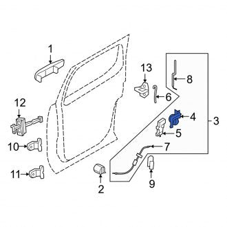 New OEM Rear Left Door Latch Assembly Fits, 2006-2010 Mercury Mountaineer - Part # 8L2Z7826413C