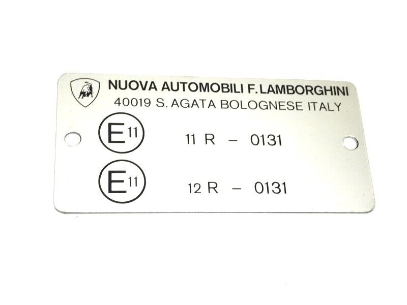 New OEM 1981-1988 Lamborghini Jalpa P118/B Headlight Homologation Plate