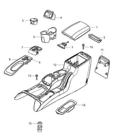 New 2003-2007 Fits Chrysler Liberty Bin-Floor Console - Part # 5142485AA