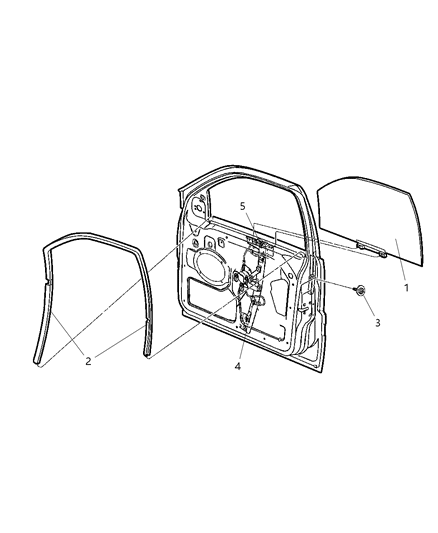 New 2000-2004 Fits Chrysler Grand Cherokee Seal-Front Door Glass - Part # 55136025AG
