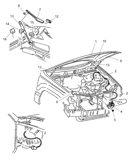 New 2001-2004 Fits Chrysler Grand Cherokee Knob-Hinge - Part # 55156110AB