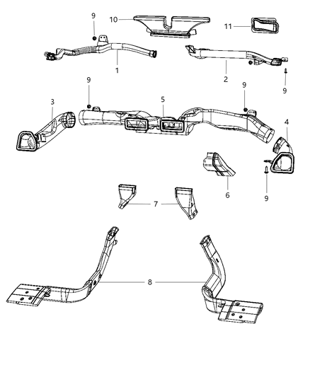 New 2007-2010 Fits Chrysler Sebring Duct-Center Distribution - Part # 5058257AB