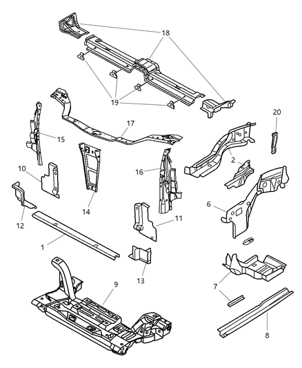 New 2001-2005 Fits Chrysler Neon Rail-Frame Front - Part # 5017066AD