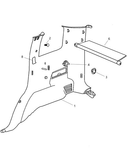 New 2002-2003 Fits Chrysler Liberty Panel-Quarter Trim - Part # 5HG55WL5AK