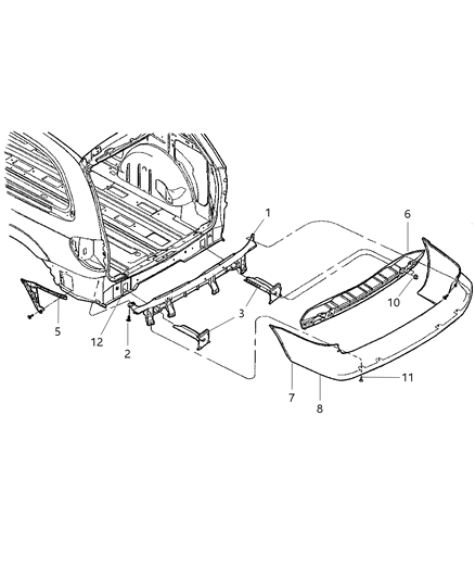 New 2001 Fits Chrysler Grand Caravan, Town & Country Rear Bumper Cover - Part # SH27YR8AA