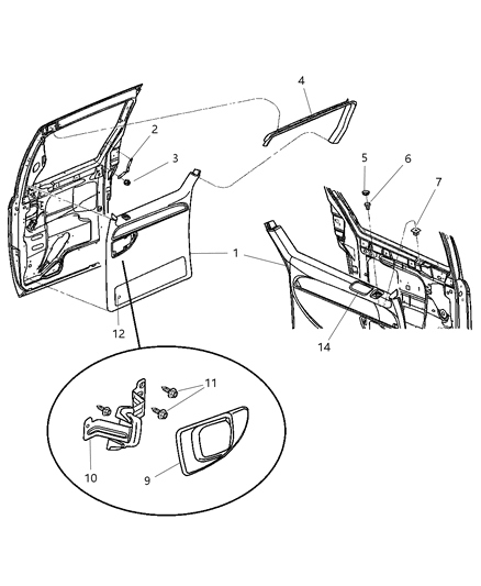 New 2004 Fits Chrysler Grand Caravan, Town & Country Cup-Door Pull - Part # SH47ZJ3AA