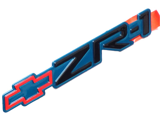 New OEM 1992-1995 Corvette ZR-1 "ZR-1" Emblem Bright Aqua Metallic, Part # 10175826
