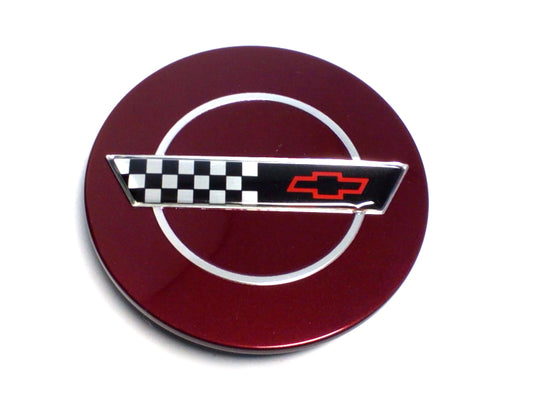 New OEM 1993 Corvette Wheel Center Cap Emblem Ruby Red, Part # 10180886