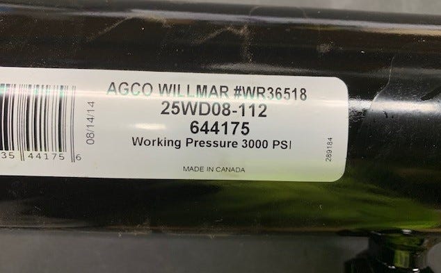New OEM Genuine AGCO Hyd Cylinder, Part # WR36518