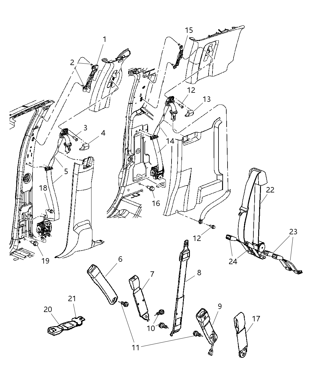 Seat Belt Rear Inner Right Inner