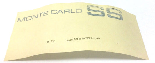 New OEM 1986 Chevrolet Monte Carlo SS Trunk Deck Lid Decal Tape, Part # 14070902