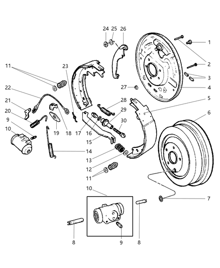New 2002 Fits Chrysler Liberty Drum-Brake - Part # 52128270AA