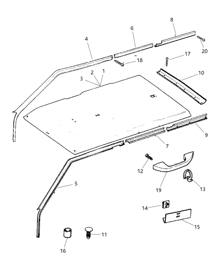 New 1999-2000 Fits Chrysler Grand Cherokee Molding Headliner - Part # 5AC63LAZ