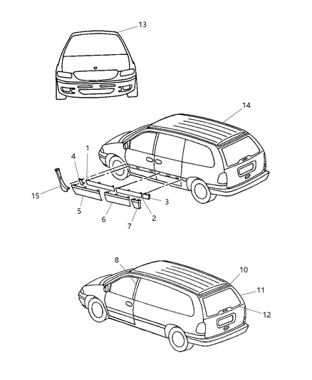 Mopar - 1999 2000 Fits Chrysler Grand Caravan, Town & Country Molding # - Part # HR48WEL
