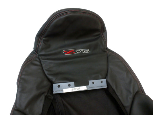 New OEM 2006 Corvette C6 Z06 Passenger Right Seat Cover Black Leather, Part # 19122586
