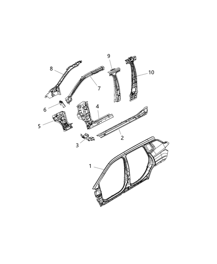 New 2018 Fits Chrysler Caliber, Compass, Patriot Reinforce-Body Side Aperture Front - Part # 68324163AC