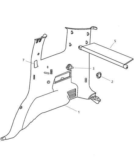 New 2004 Fits Chrysler Liberty Panel-Quarter Trim - Part # 5HG55WL5AO