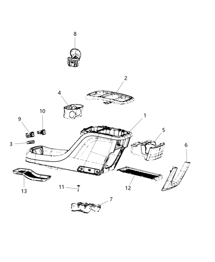 New 2018-2019 Fits Chrysler Pacifica Console-Floor - Part # 5RJ941X9AH