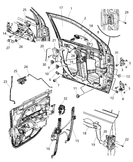 New 2007 Fits Chrysler Caliber, Compass, Patriot Handle-Inside Remote Control - Part # 1BY92DK7AA