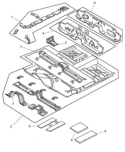 New 2002-2005 Fits Chrysler Neon Crossmember-Front Floor - Part # 5066345AA