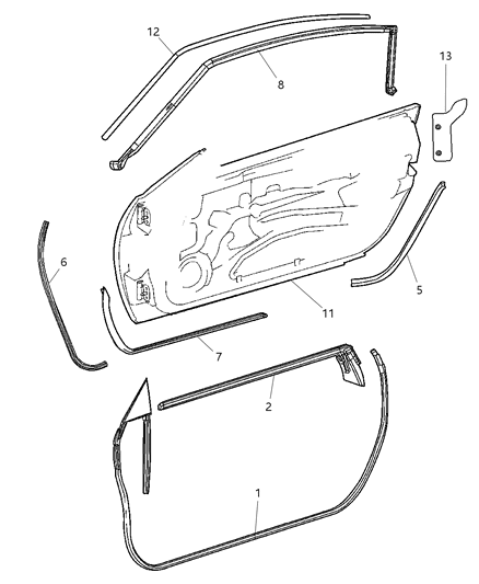 Retainer Door Glass Weatherstrip
