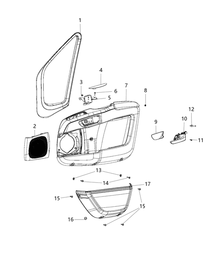 New 2014-2017 Fits Chrysler 1500 Bezel-Speaker - Part # 1YA65JXWAB