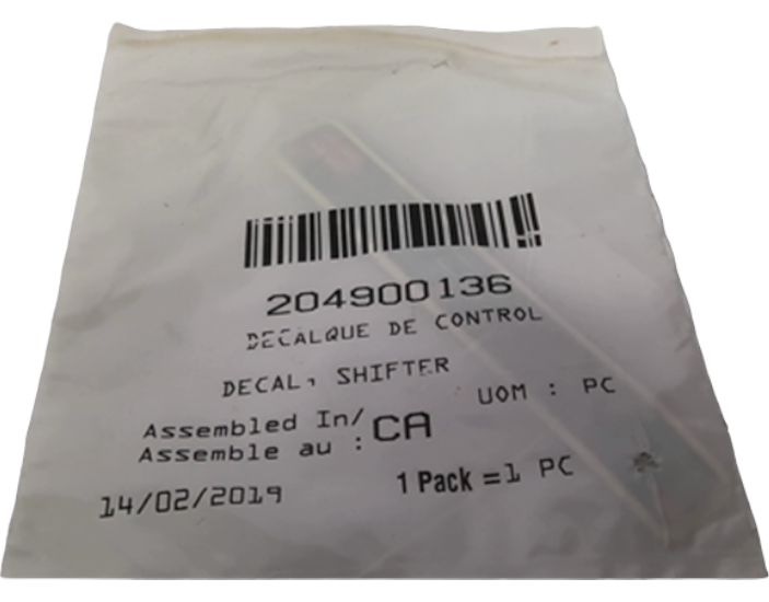 New OEM Genuine Bombardier Recreational Products, Decal Shifter - Part # 204900136