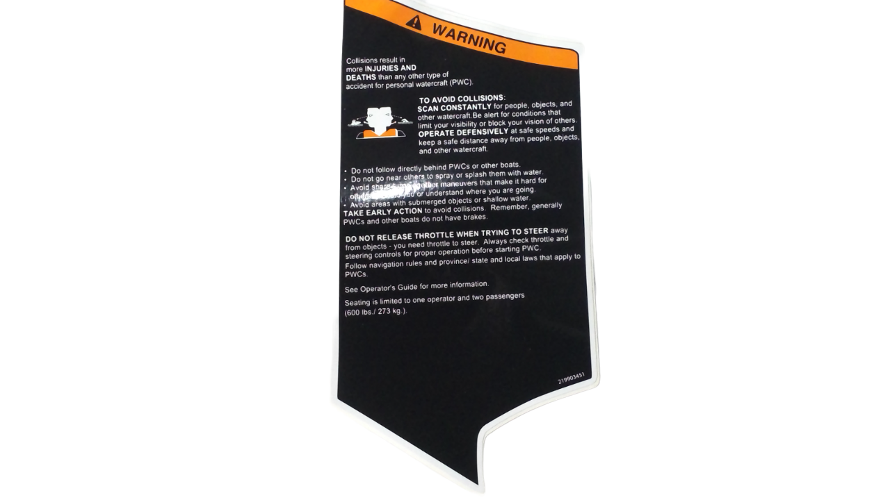New OEM Genuine Bombardier Recreational Products, Lh Warning Decal Security - Part # 219903451