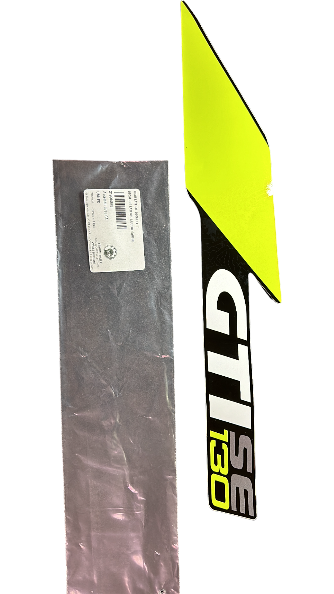 New OEM Genuine Bombardier Recreational Products, Rear Lateral Decal Left - Part # 219904688