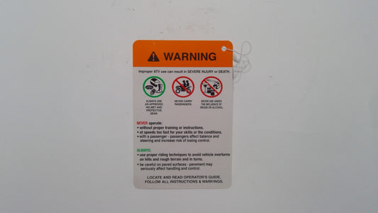New OEM Genuine Bombardier Recreational Products, Warning Decal General Use - Part # 704901861