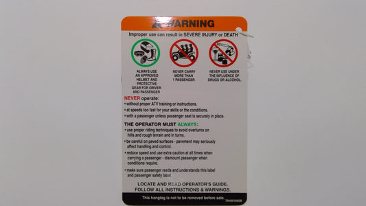 New OEM Genuine Bombardier Recreational Products, Warning Label General Use - Part # 704901865