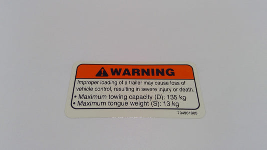 New OEM Genuine Bombardier Recreational Products, Warning Decal Trailer - Part # 704901905