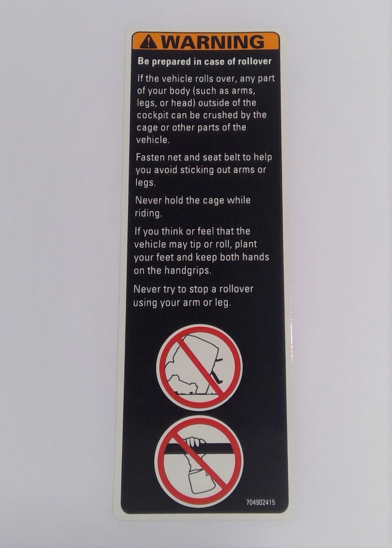 New OEM Genuine Bombardier Recreational Products, Warning Label - Part # 704902415