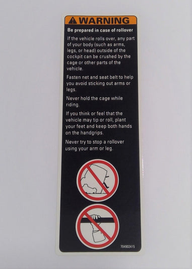 New OEM Genuine Bombardier Recreational Products, Warning Label - Part # 704902415
