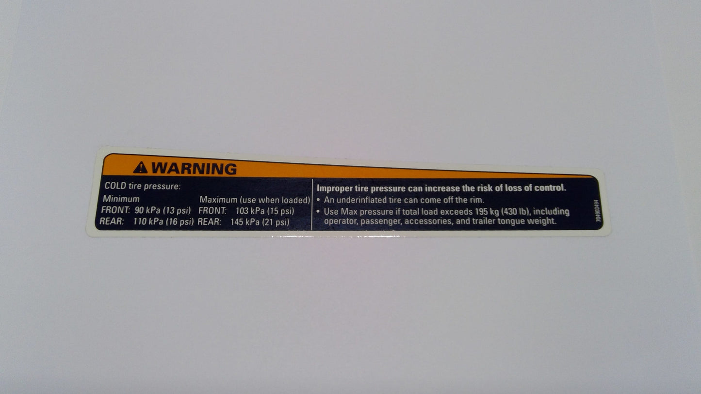 New OEM Genuine Bombardier Recreational Products, Warning Decal - Part # 704903494