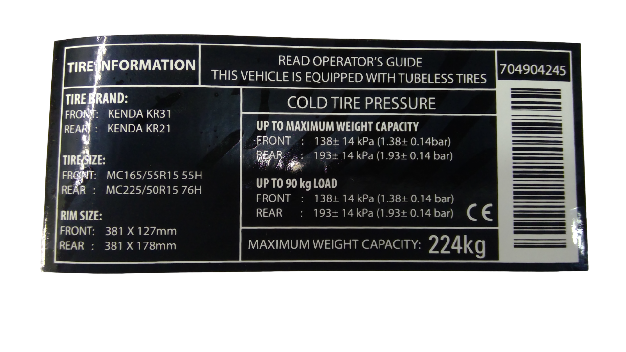 New OEM Genuine Bombardier Recreational Products, Tire Decal English Intl - Part # 704904245