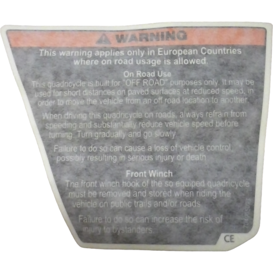 New OEM Genuine Bombardier Recreational Products, Warning Label - Part # 704905093