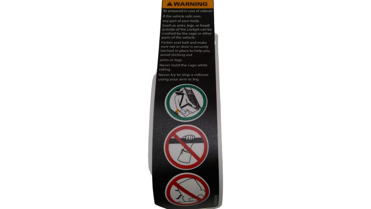 New OEM Genuine Bombardier Recreational Products, Warning Label Roll Over - Part # 704905498
