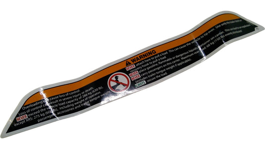 New OEM Genuine Bombardier Recreational Products, Warning Label Luggage Rack - Part # 704905631