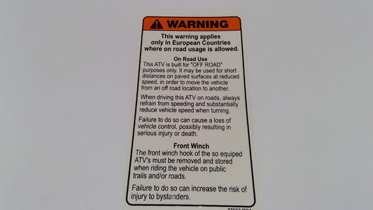 New OEM Genuine Bombardier Recreational Products, Multilingual Label - Part # S87507RCA000