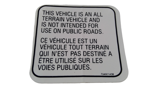 New OEM Genuine Bombardier Recreational Products, Warning Decal Road - Part # S87518RCB900