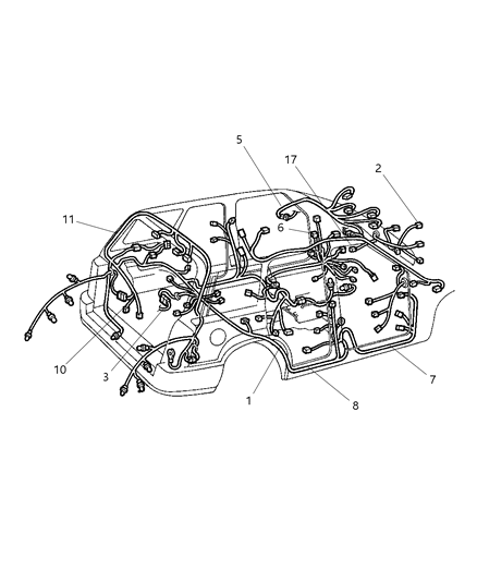New 2003 Fits Chrysler Liberty Wiring-Body - Part # 56010613AF
