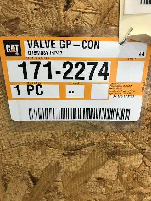 New OEM Genuine Caterpillar, Valve Gp Con - Part # 1712274