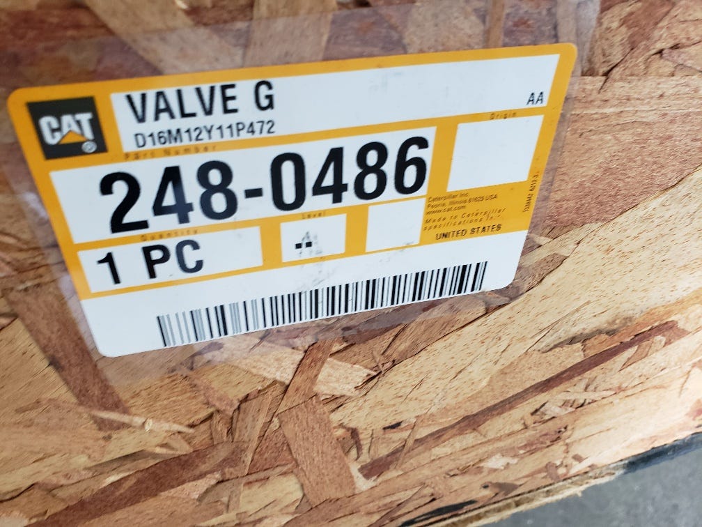 New OEM Genuine Caterpillar, Valve G - Part # 2480486